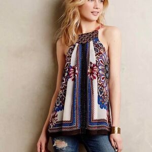 Anthropologie Women's multi Babydoll Blouse Top